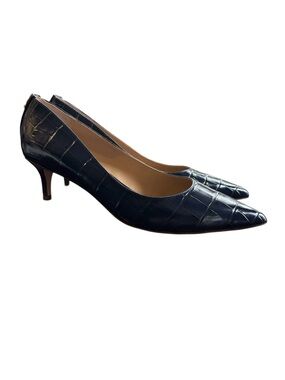 Lauren Ralph Lauren Kitten Heel Pumps in Navy Croc